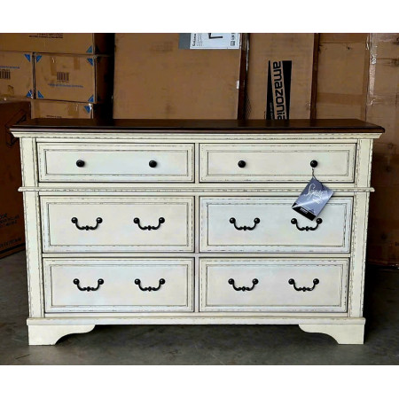 B747 - 31 : Tủ 6 Ngăn Kéo Giả Cổ - Màu Trắng Sương Mù